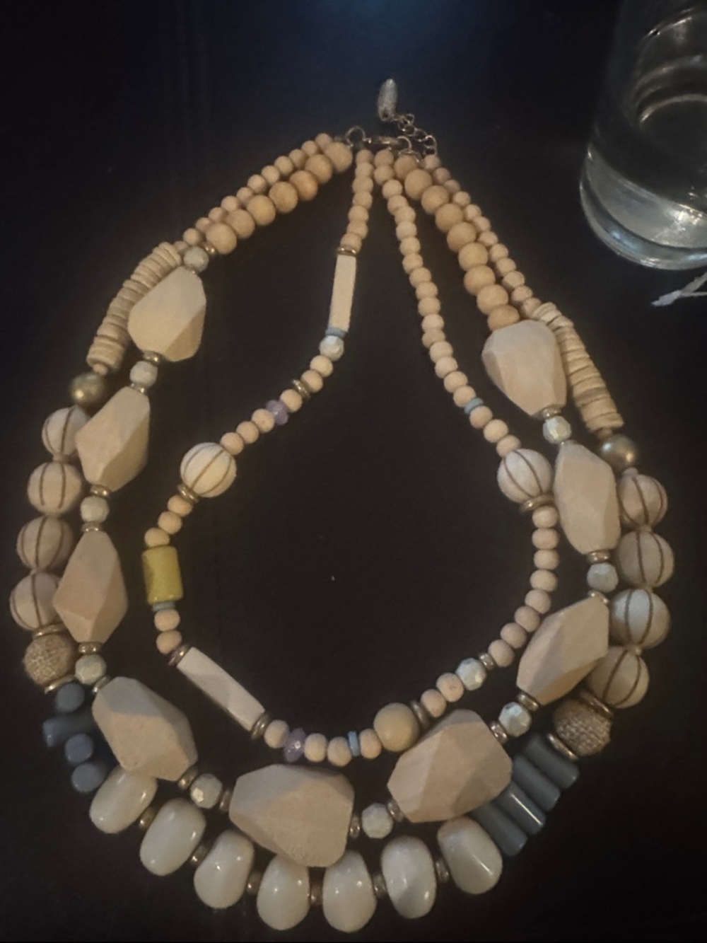 Plunder Neutral Multi-Strand Bead Necklace with Ivory and Tan Accents